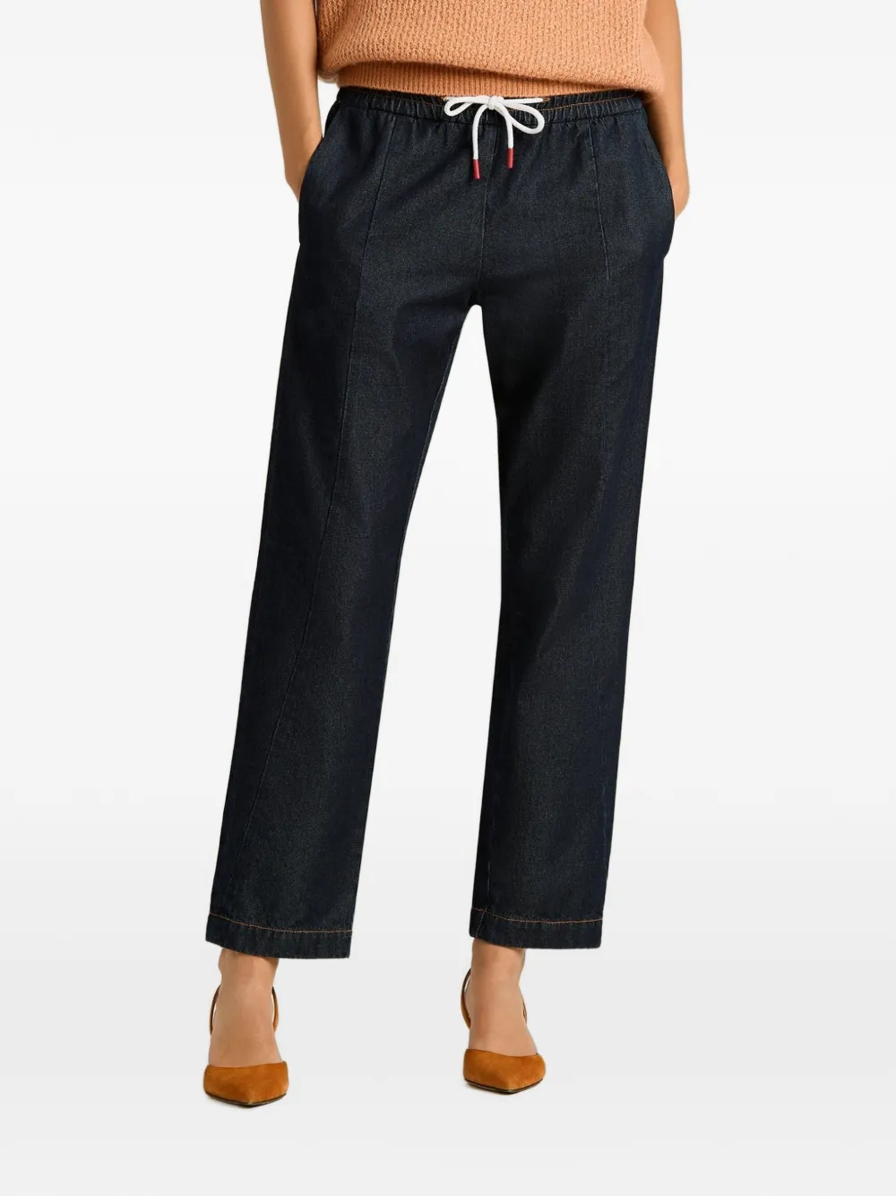 Kiton drawstring elasticated jeans Blauw