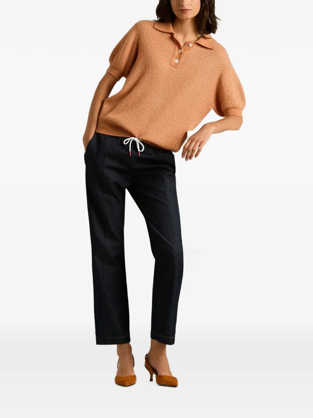 Kiton drawstring elasticated jeans Blauw