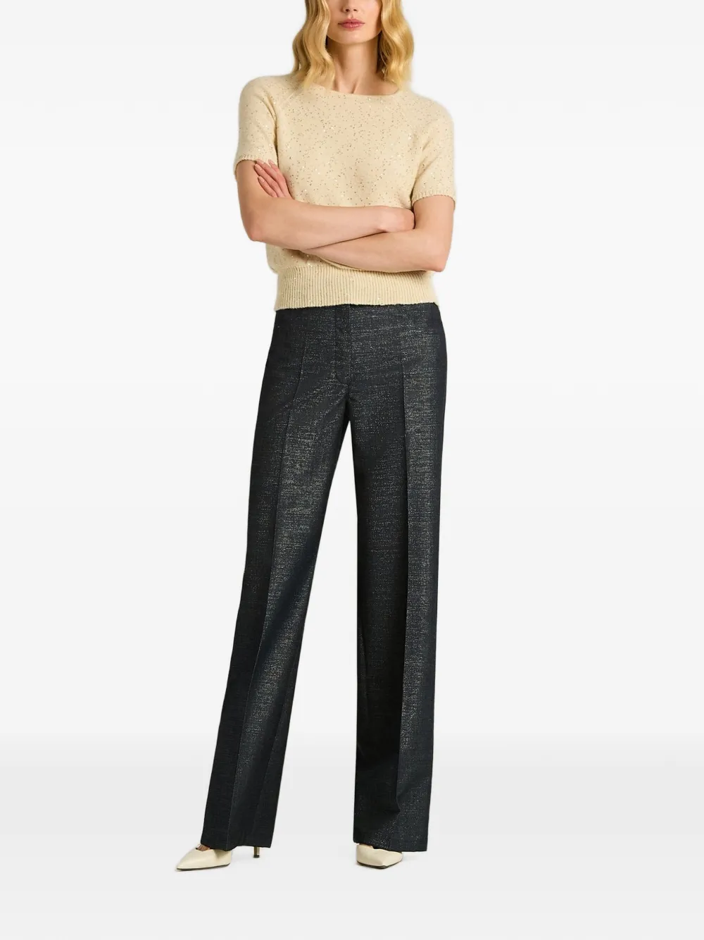 Kiton pressed-crease tailored trousers Zwart
