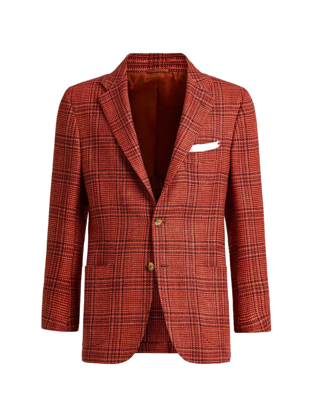 Kiton Prince of Wales-check single-breasted blazer Rood