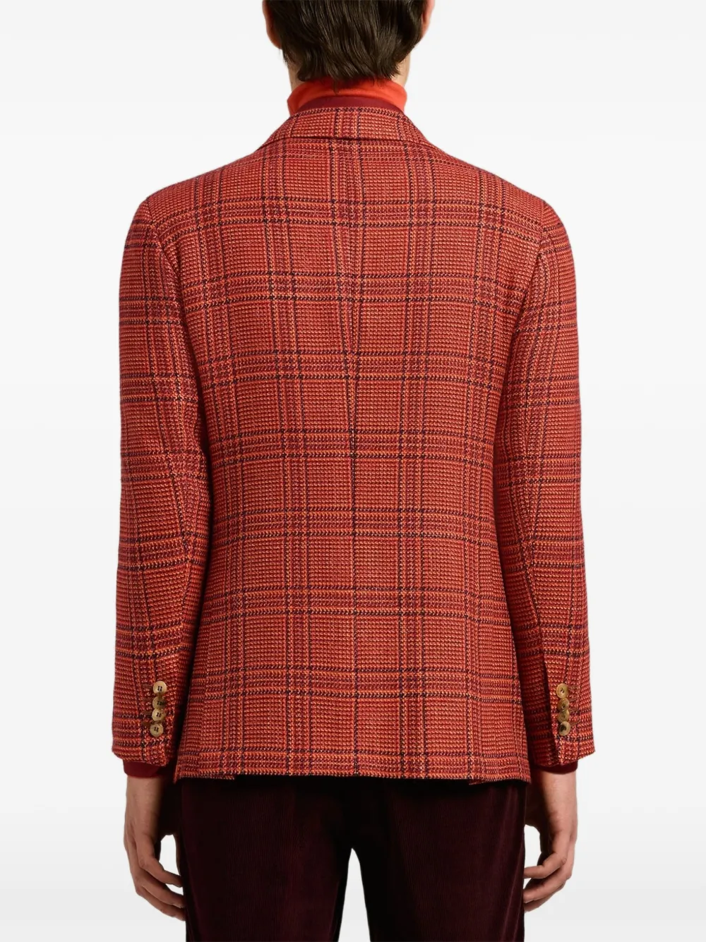 Kiton Prince of Wales-check single-breasted blazer Rood
