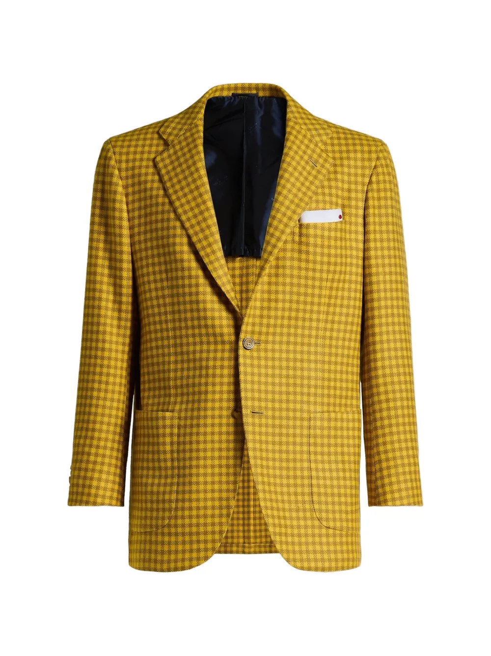 Kiton micro-check long-sleeve blazer Geel