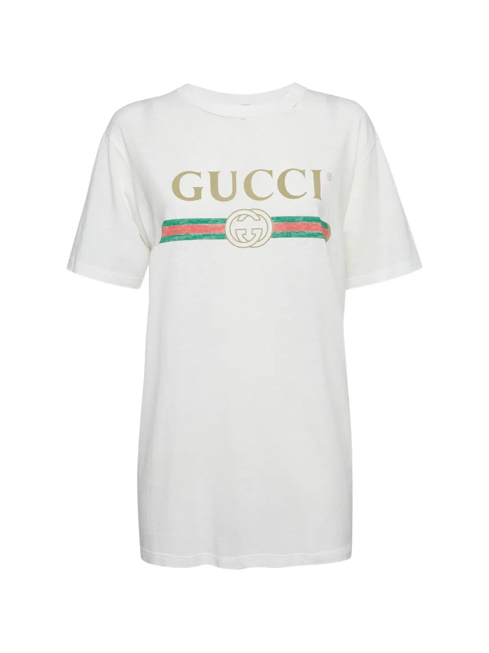 Gucci Pre-Owned t-shirt à effet usé et logo imprimé - Blanc