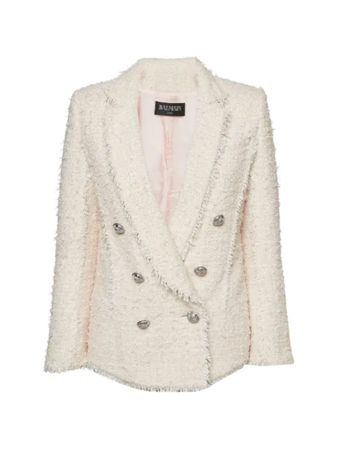 Balmain Pre-Owned 트위드 더블 브레스티드 블레이저