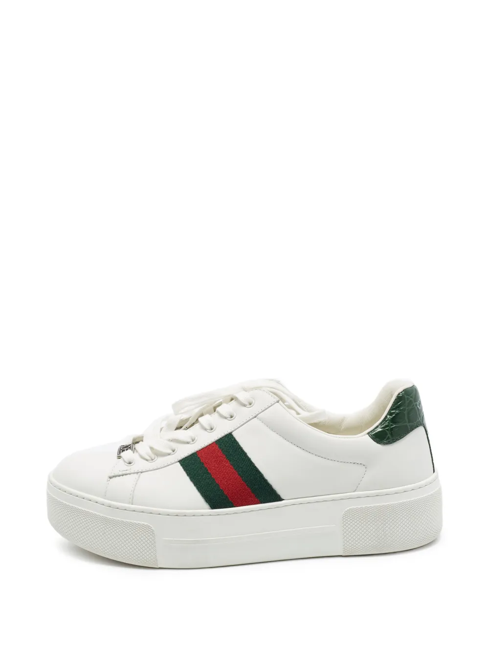 Gucci Pre-Owned Ace Web low-top platform sneakers - Weiß