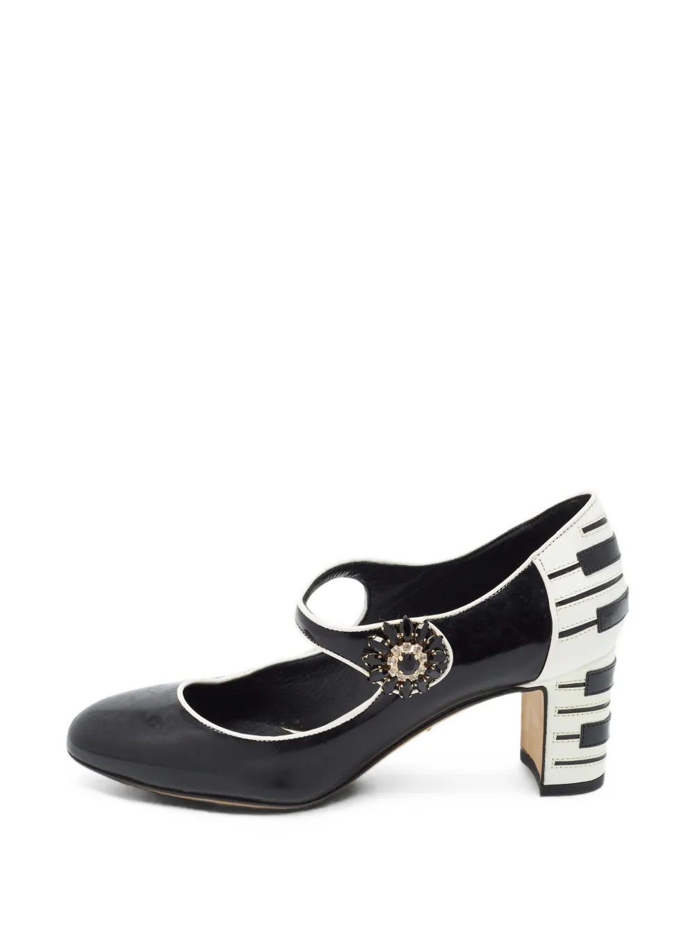 Dolce & Gabbana Pre-Owned crystal flower piano-key pumps - Schwarz