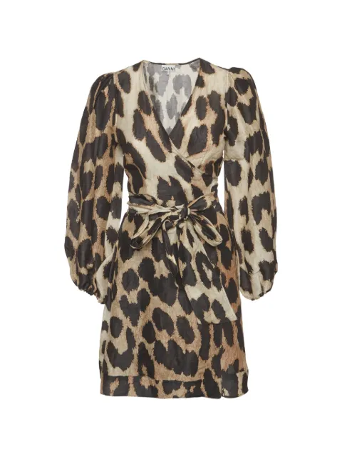 GANNI leopard-print wrap dress
