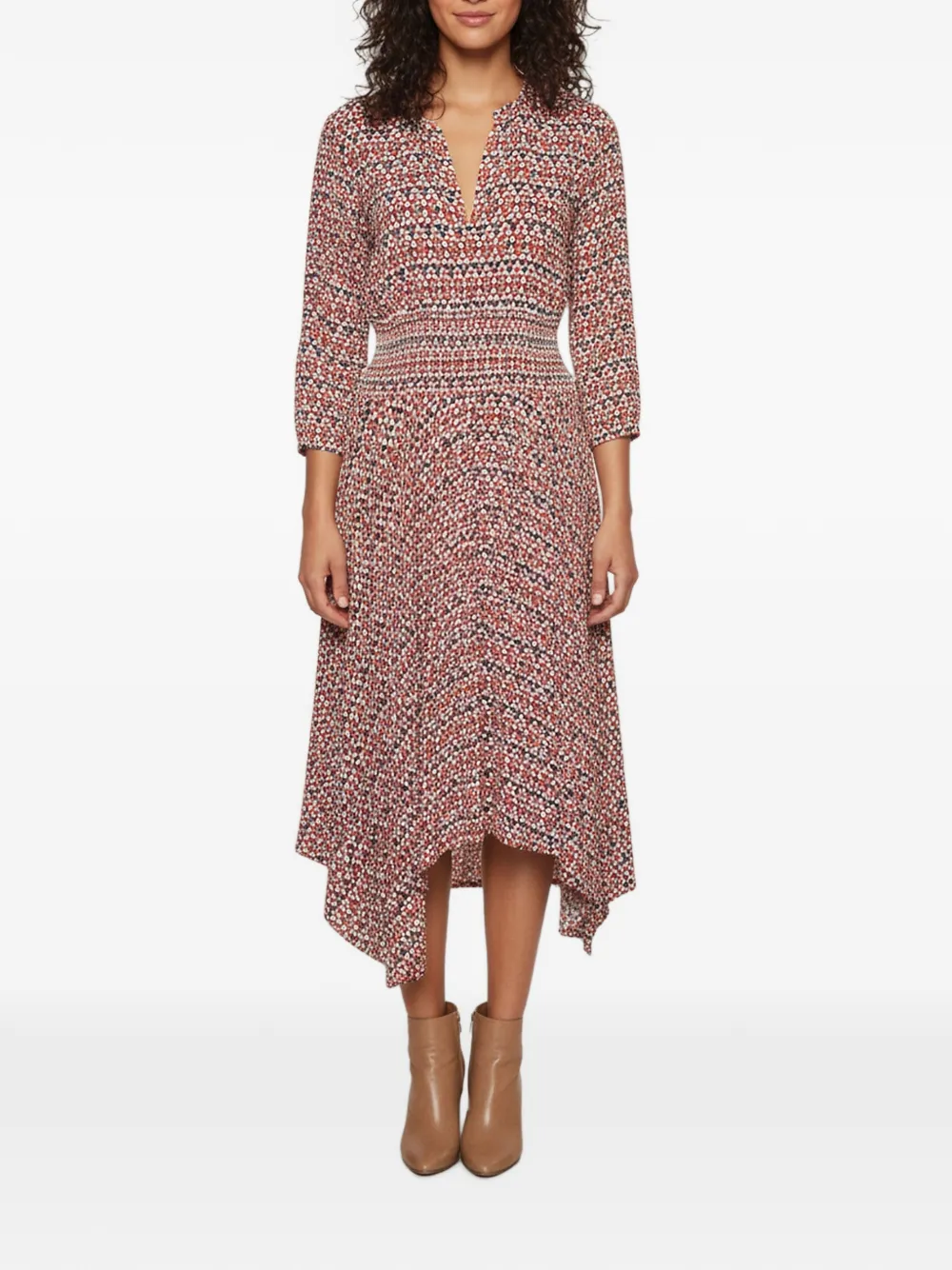 Maje robe asymétrique Marta à imprimé géométrique - Rouge