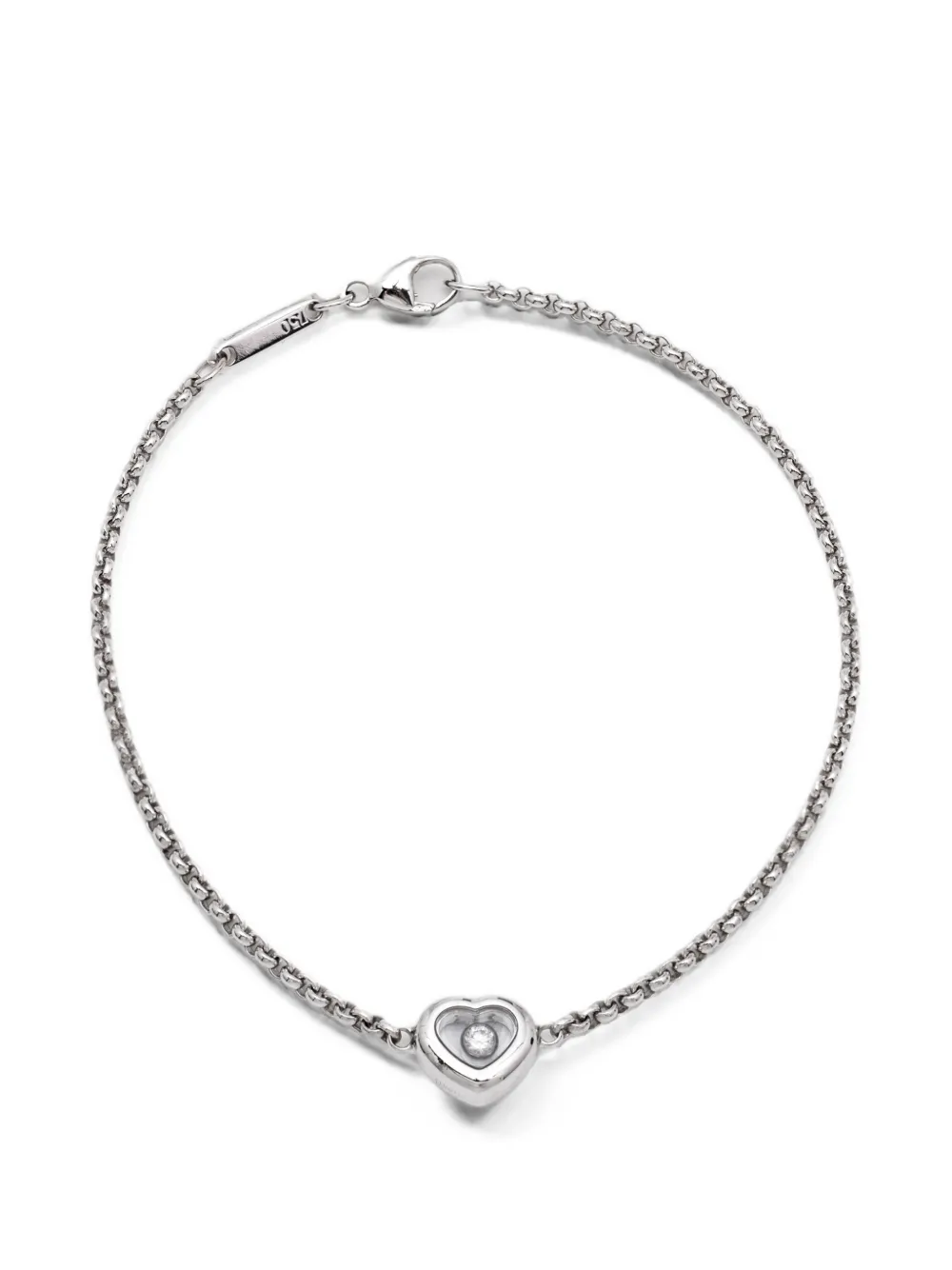 Pre-owned Chopard Happy Diamonds Heart Bracelet In Silver