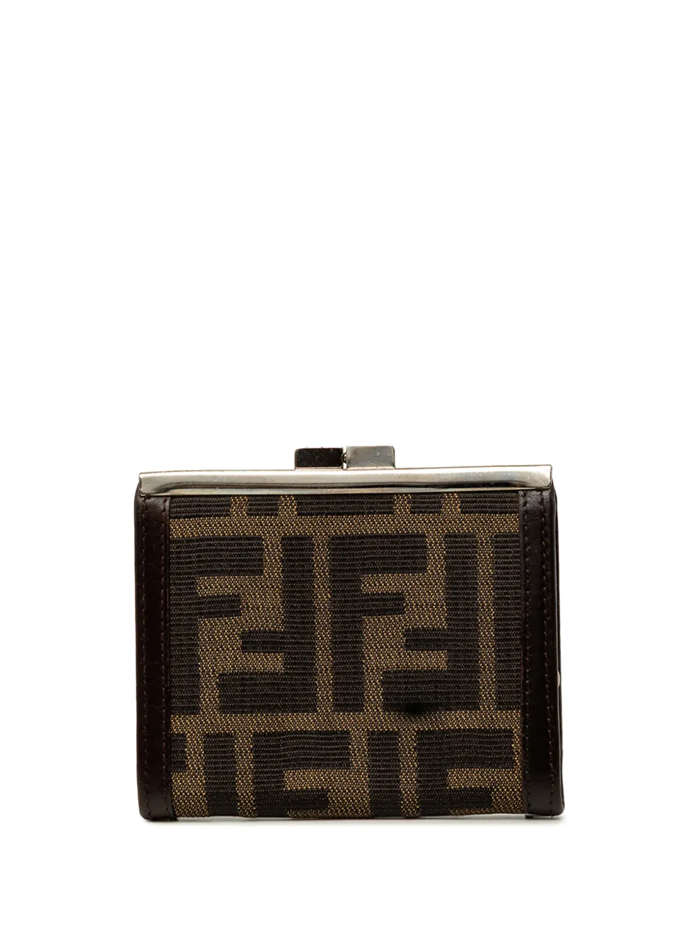 Fendi Pre-Owned 2000-2010 kleines Zucca Kiss Lock Portemonnaie aus Canvas - Braun