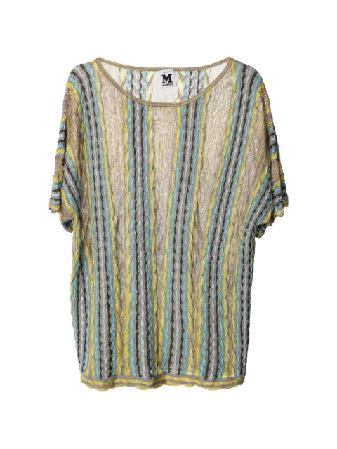 M Missoni Vintage chevron-knit short-sleeve blouse