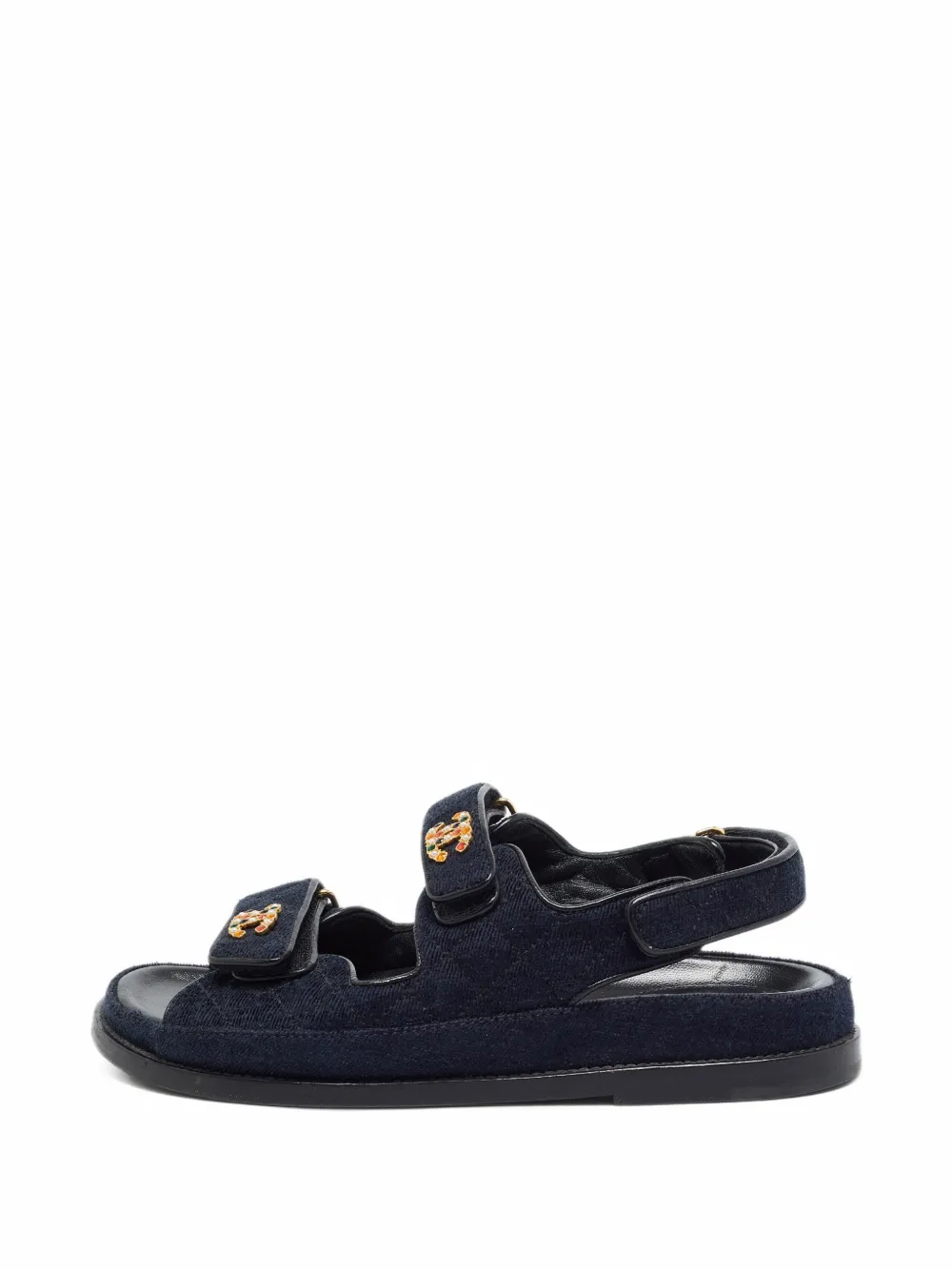 CHANEL Pre-Owned Chanel Dad quilted CC logo sandals - Blue