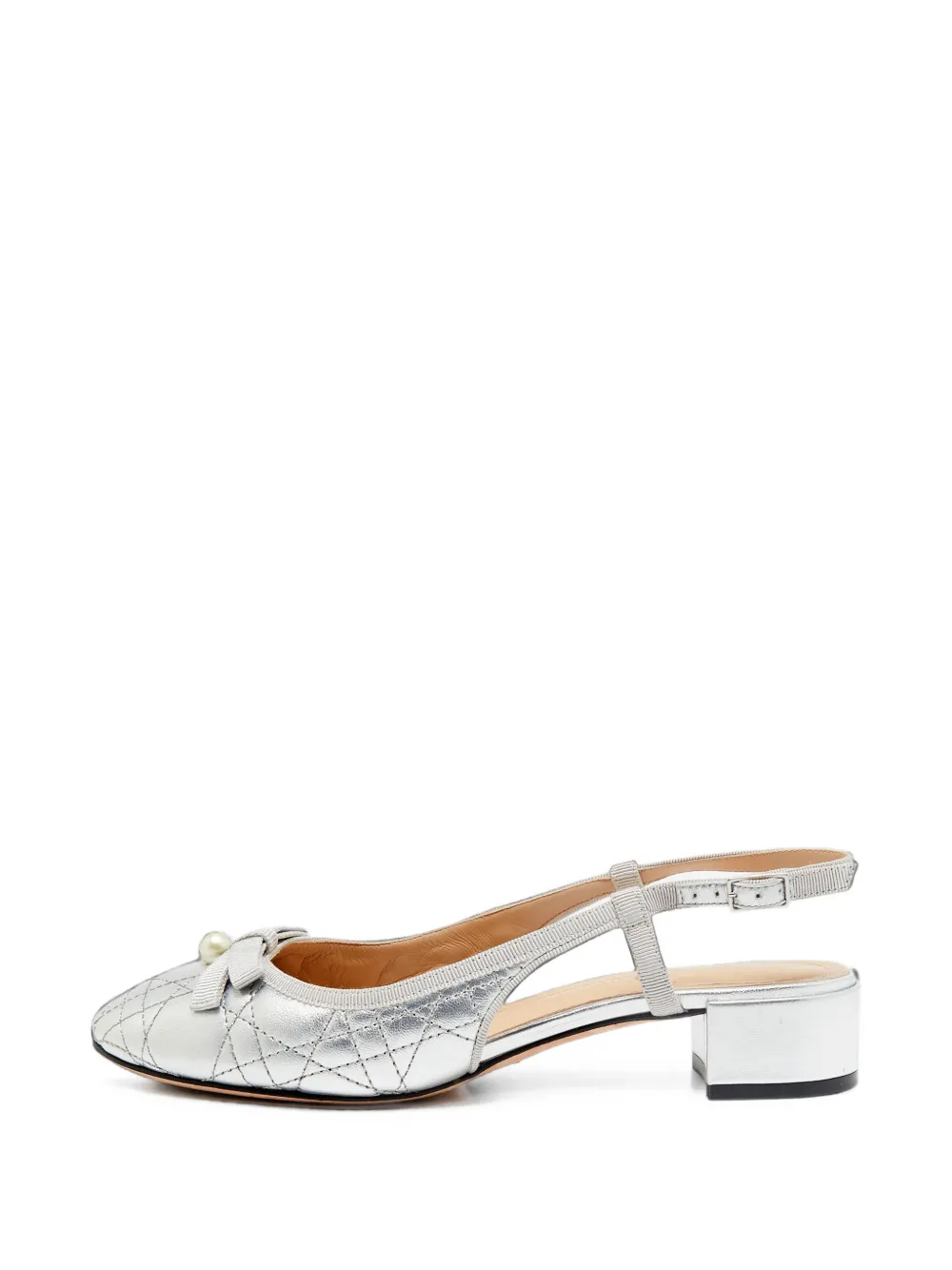 Christian Dior Pre-Owned Cannage slingback flat pumps - Silber