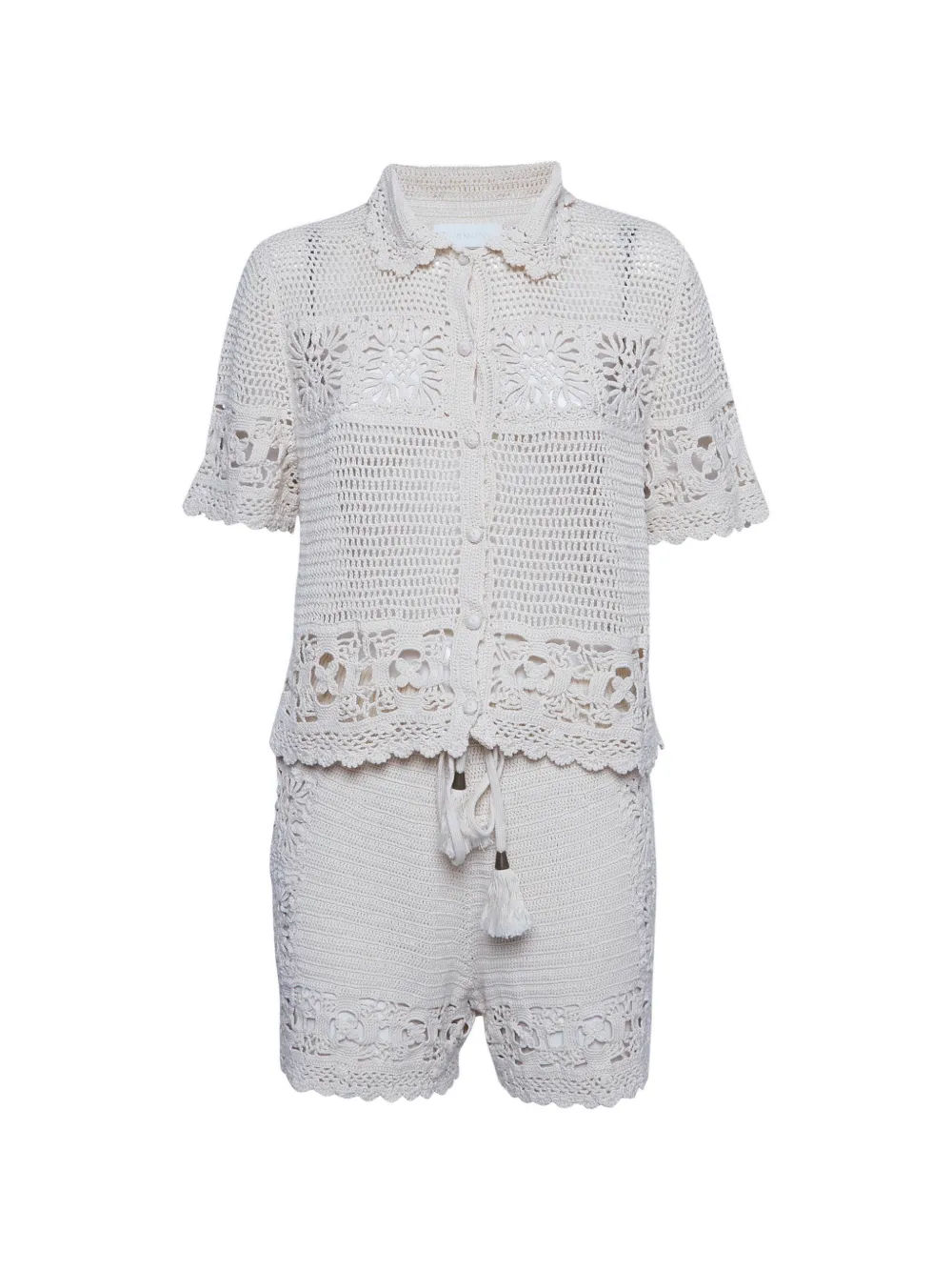 ZIMMERMANN Chintz crochet shirt and shorts set - Toni neutri