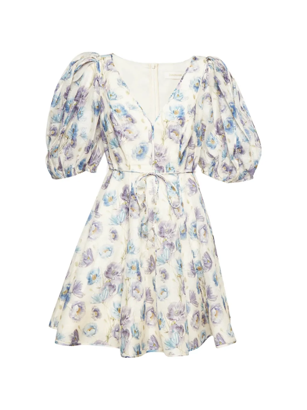 ZIMMERMANN Tama iris-print mini dress - Tons neutres