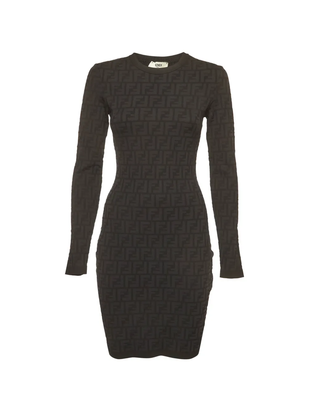 Fendi Pre-Owned Zucca-pattern long-sleeve mini dress - Noir Fendi Pre-Owned Zucca-pattern long-sleeve mini dress - Noir
