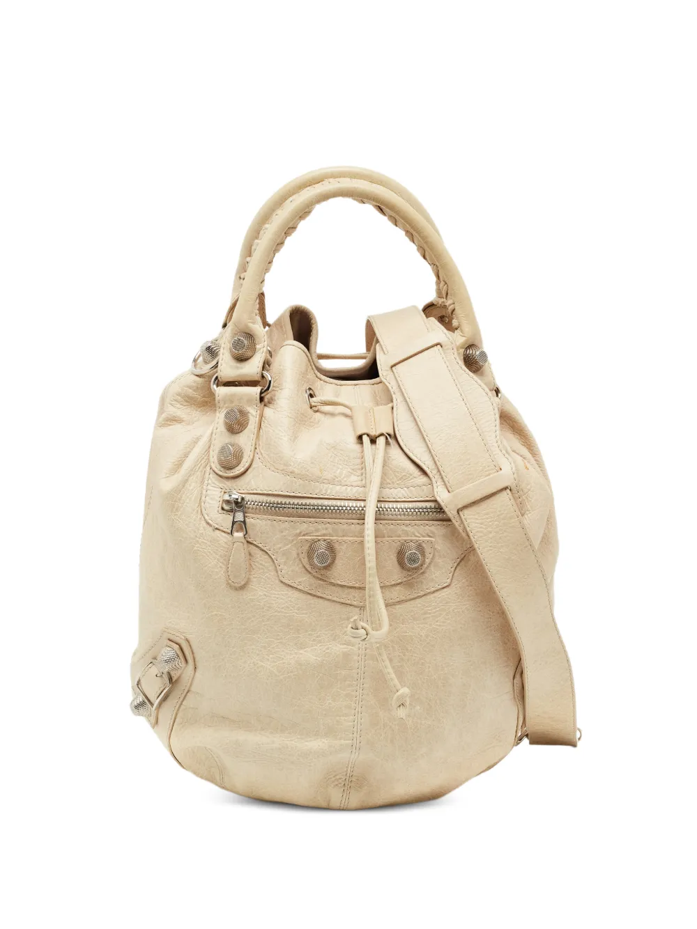 Balenciaga Pre-Owned Giant Brogue Pompon bucket bag - Nude