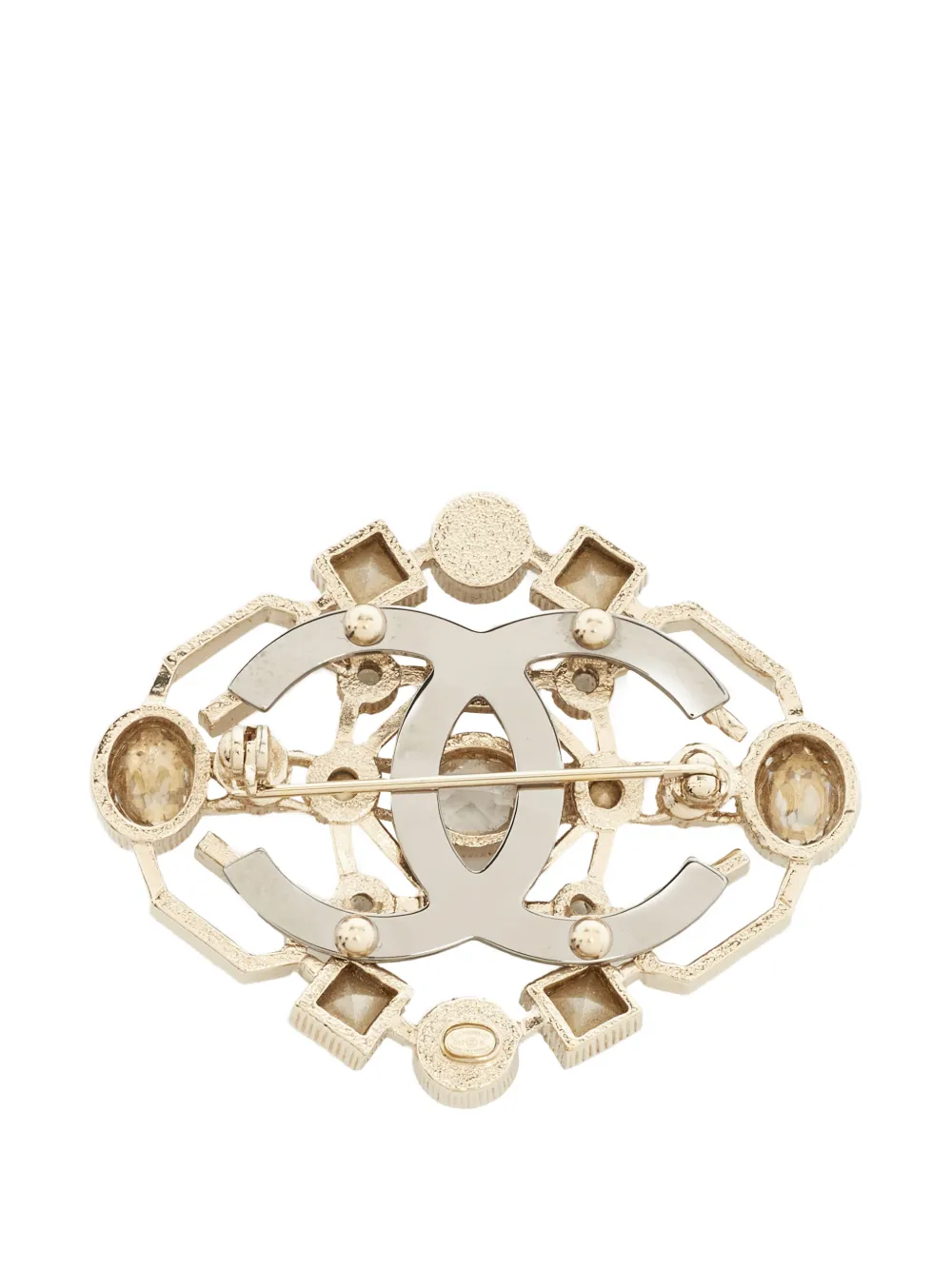 CHANEL Pre-Owned CC faux pearl brooch - Gold