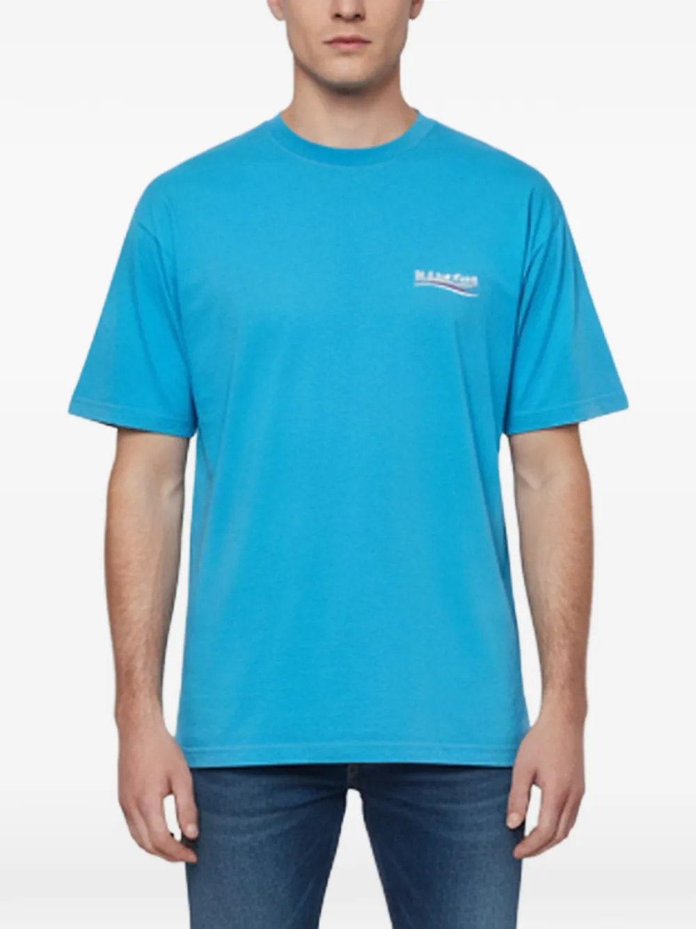 Balenciaga Pre-Owned Campaign Logo distressed T-shirt - Blu