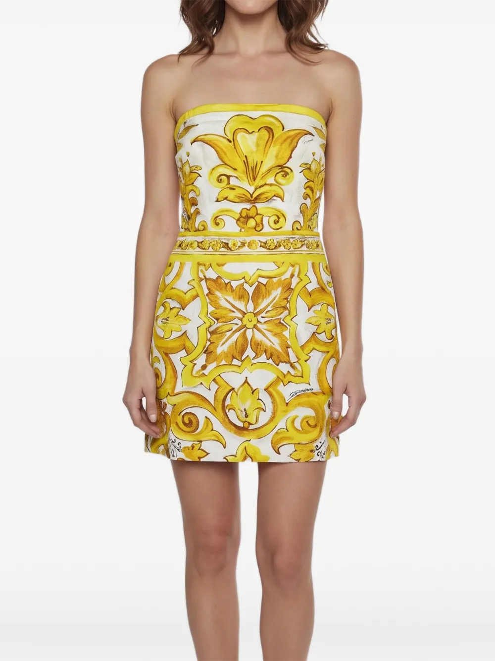 Dolce & Gabbana Pre-Owned Majolica-print mini dress - Bianco