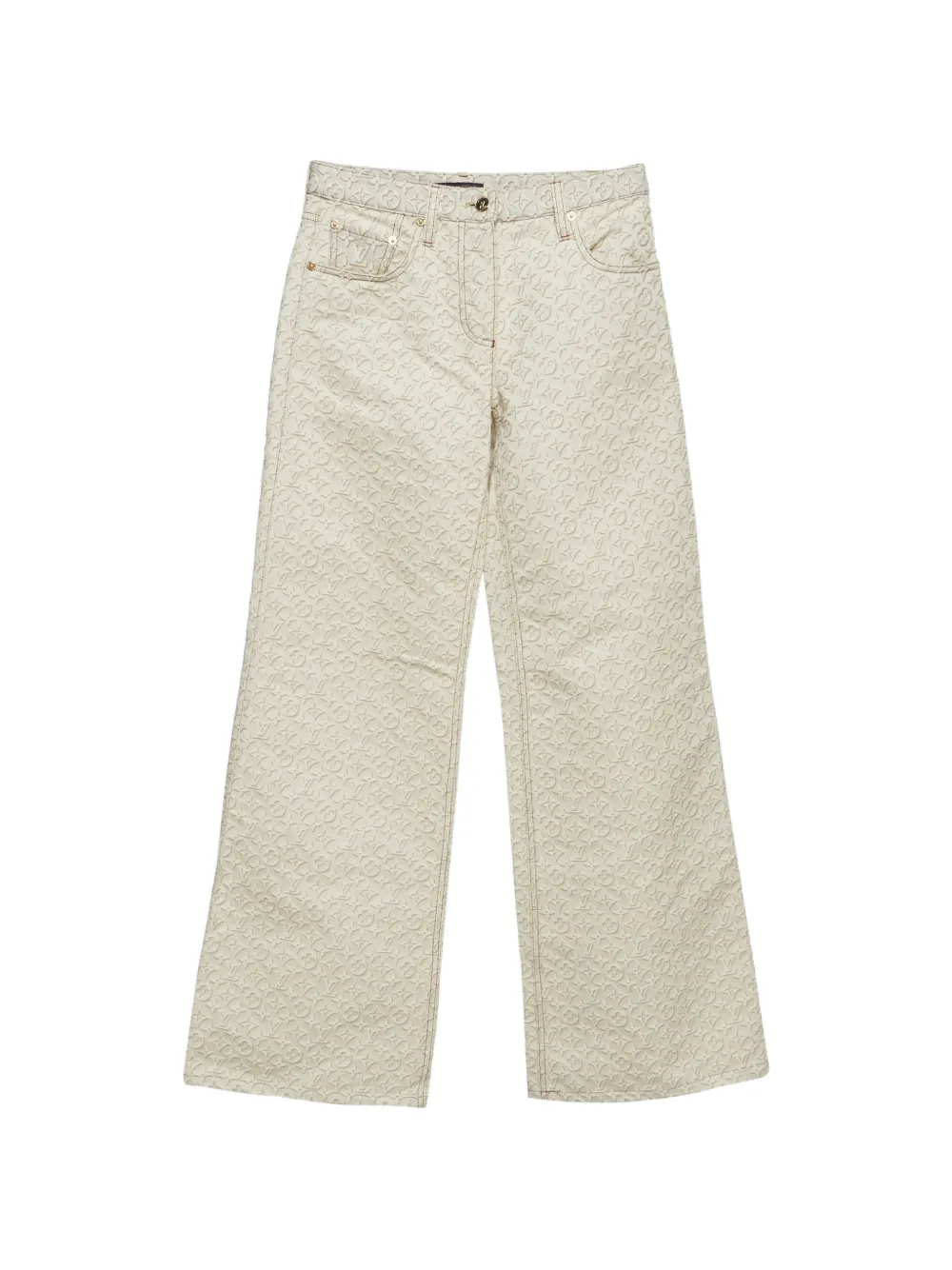 Louis Vuitton Pre-Owned Monogram flared jeans - Tons neutres Louis Vuitton Pre-Owned Monogram flared jeans - Tons neutres