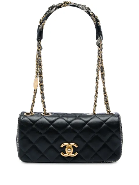 CHANEL Pre-Owned 2010-2011 Small CC Quilted Lambskin and Tweed Chain Flap shoulder bag