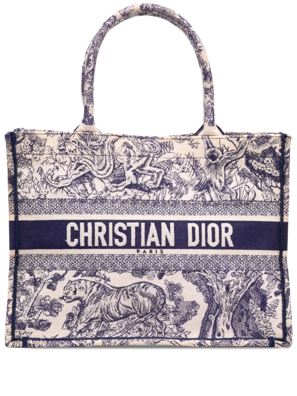 Christian Dior Pre-Owned 2019 mittelgroße Dioriviera Toile de Jouy Book Tote Bag aus Canvas mit Stickerei - Blau