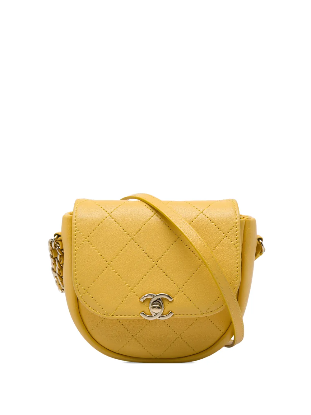 CHANEL Pre-Owned 2019 Stitched Goatskin Casual Trip Flap crossbody bag - Giallo