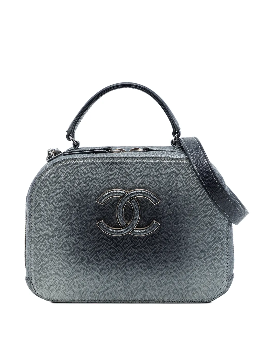 CHANEL Pre-Owned 2019 Small CC Quilted Metallic Caviar Coco Curve Vanity Case satchel - Grigio