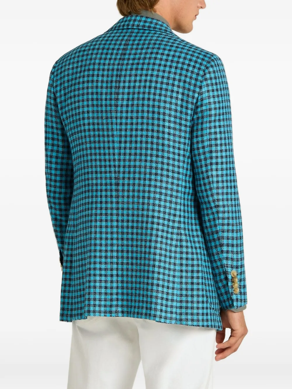 Kiton checked single-breasted jacket Blauw
