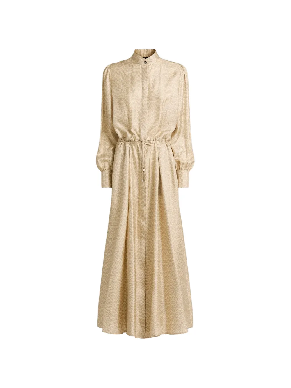 Kiton chevron-jacquard silk shirt midi dress Beige