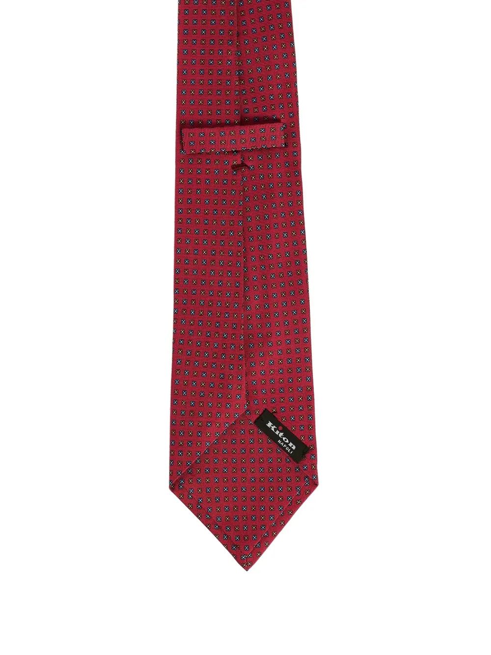 Kiton Zijden stropdas met geometrisch patroon Rood