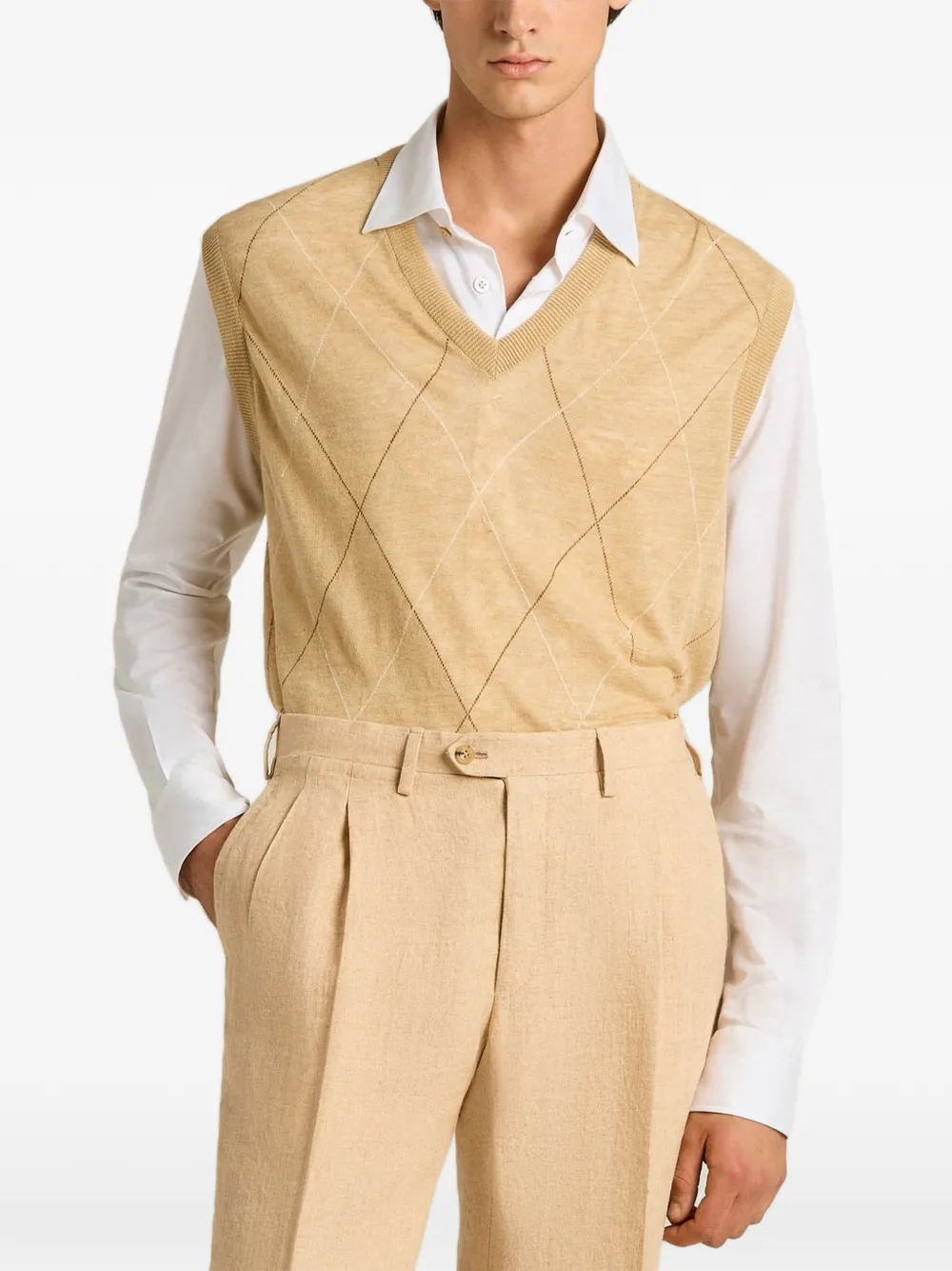 Kiton Trui met V-hals Beige