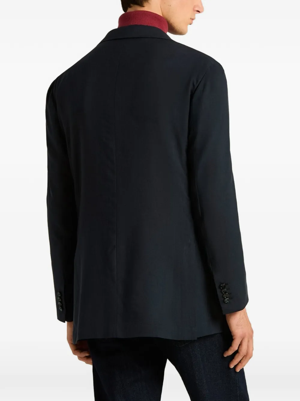 Kiton single-breasted cashmere jacket Blauw