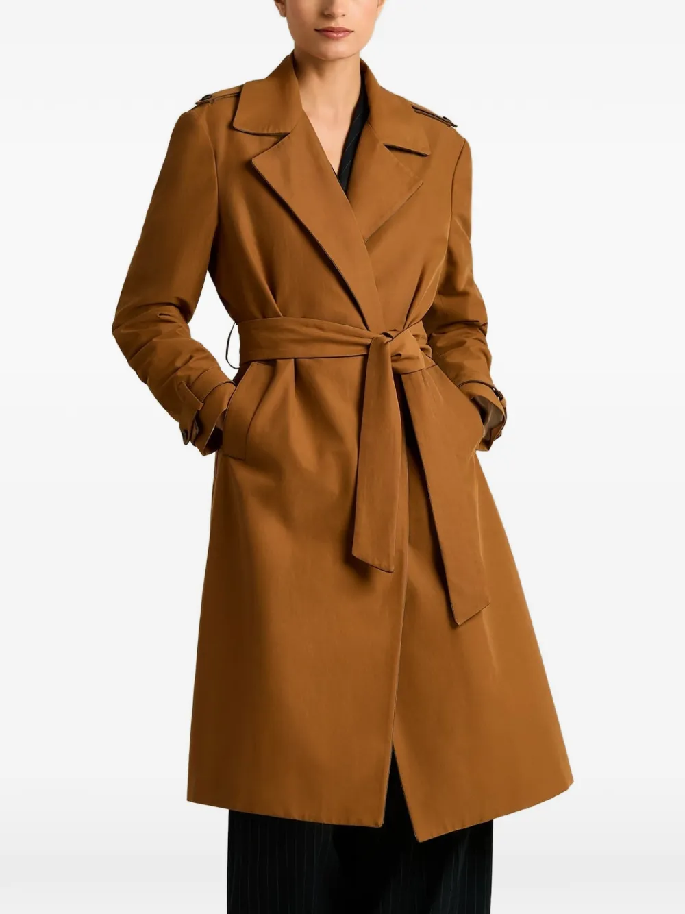 Kiton tailored belted trench coat Bruin