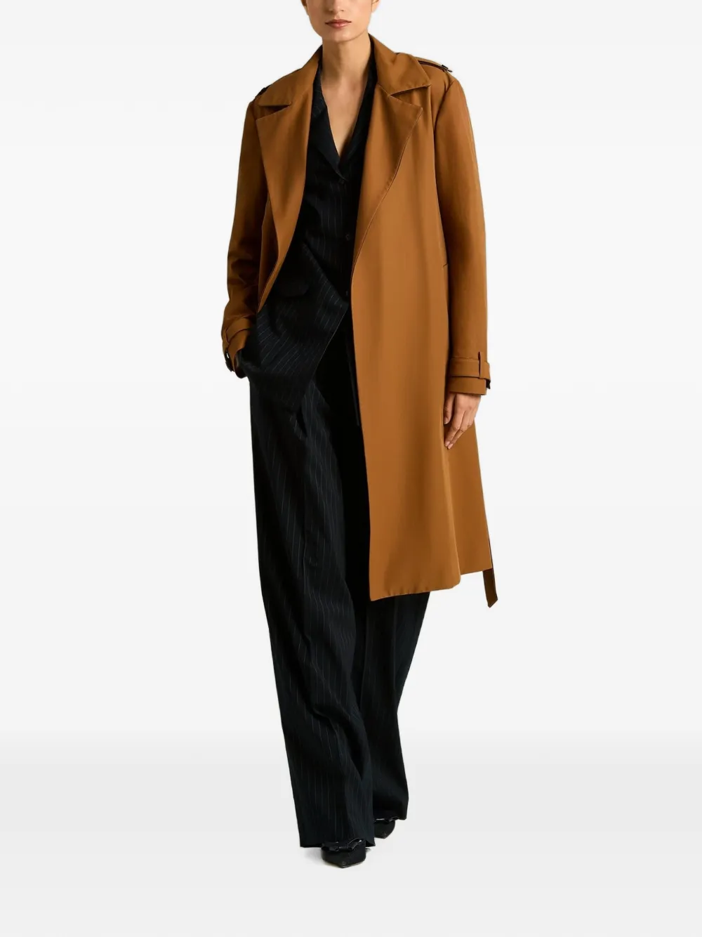 Kiton tailored belted trench coat Bruin