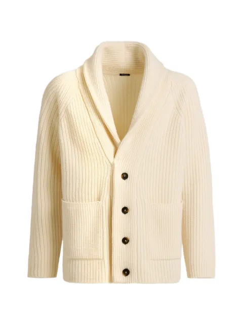 Kiton ribbed-knit shawl-collar cardigan