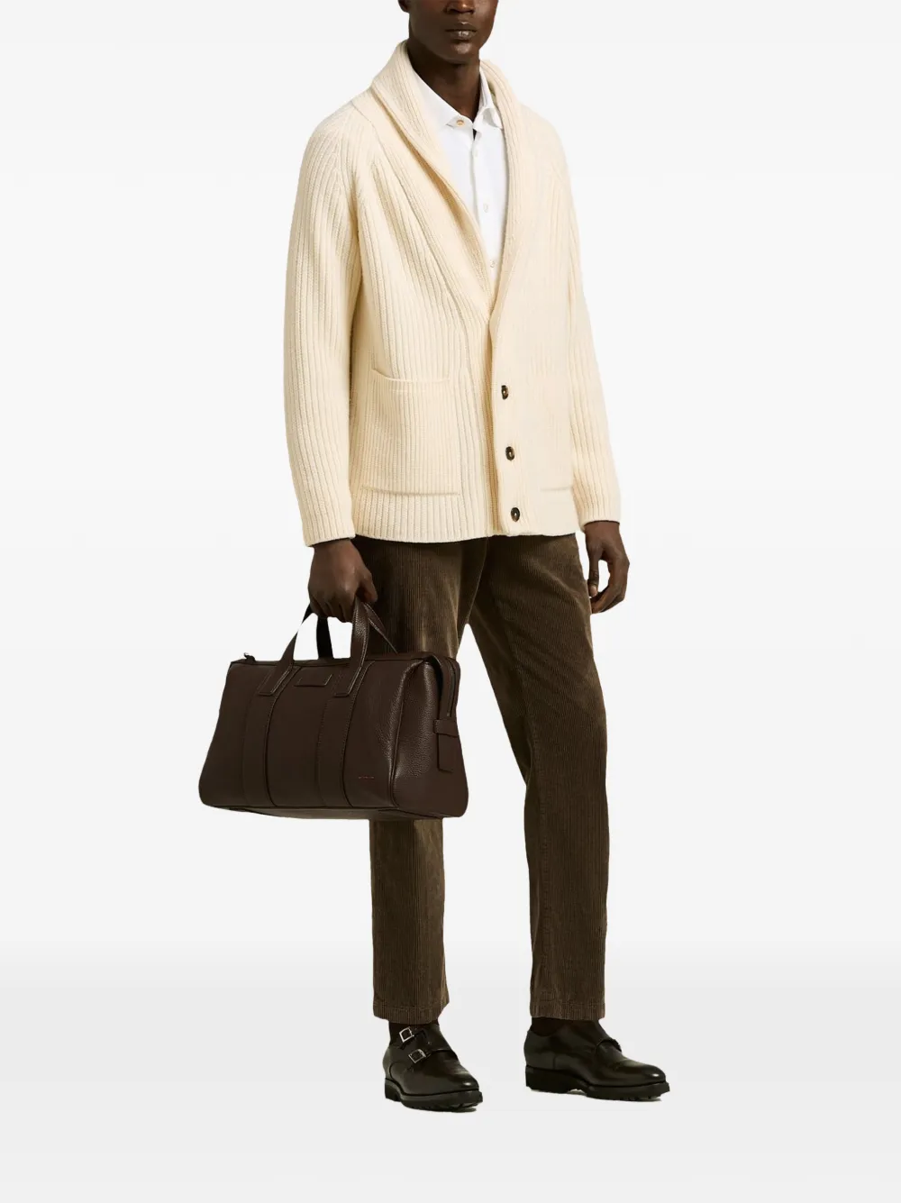 Kiton Vest met sjaalkraag Beige