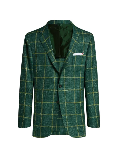 Kiton checked single-breasted blazer