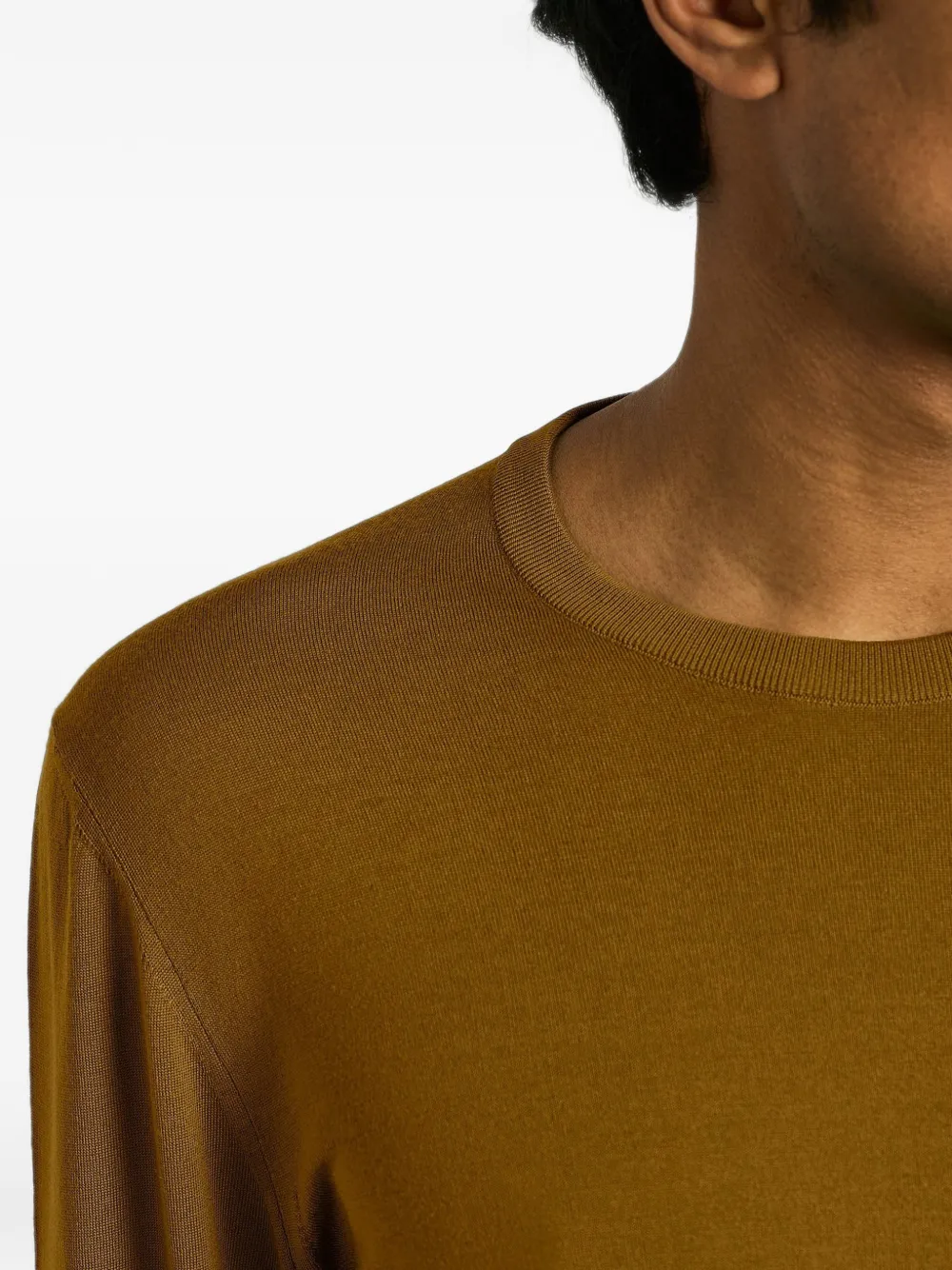Kiton fine-knit wool sweater Geel