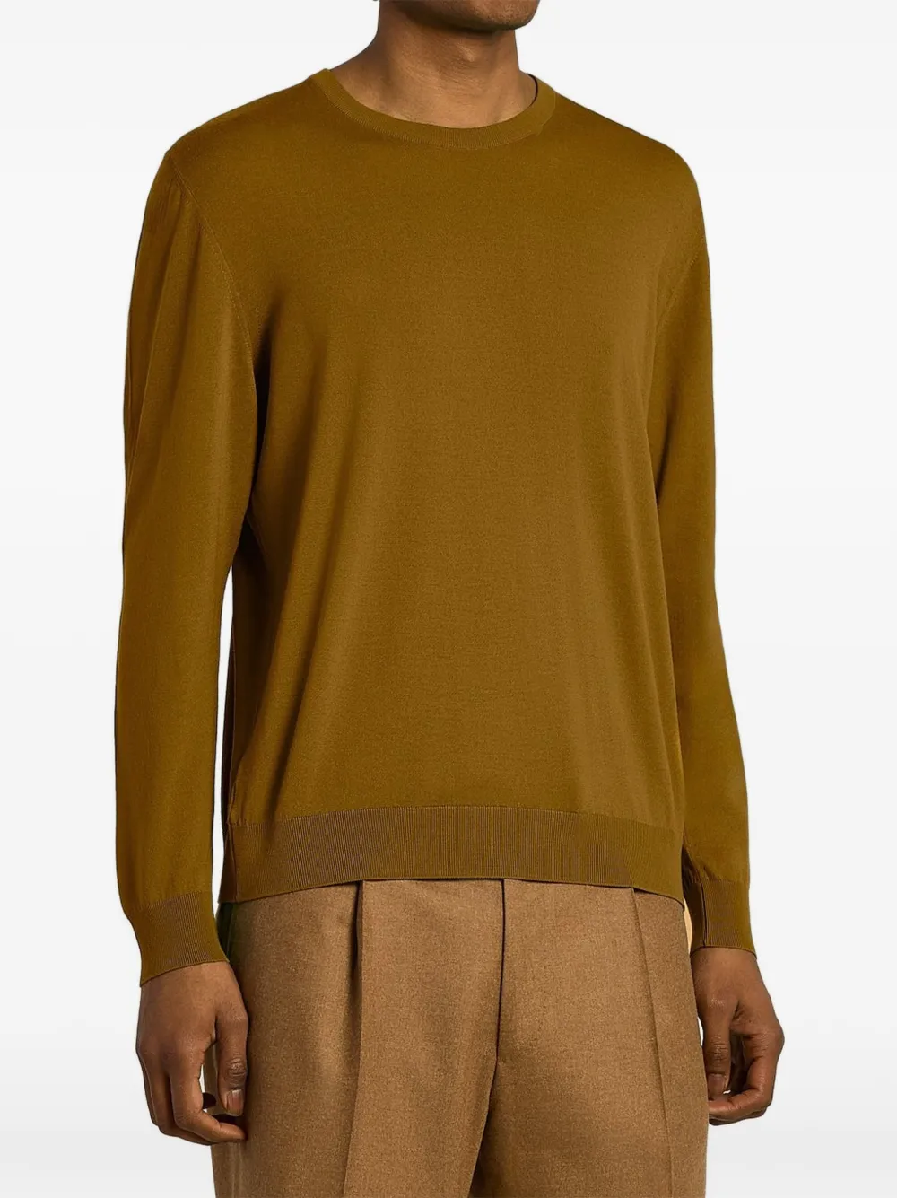 Kiton fine-knit wool sweater Geel