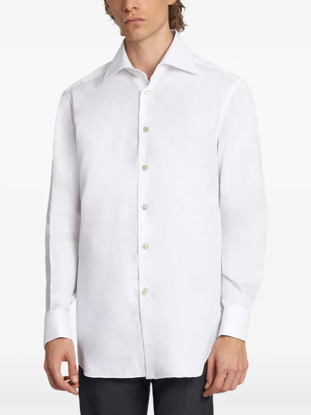 Kiton Overhemd met parelmoeren knopen Wit