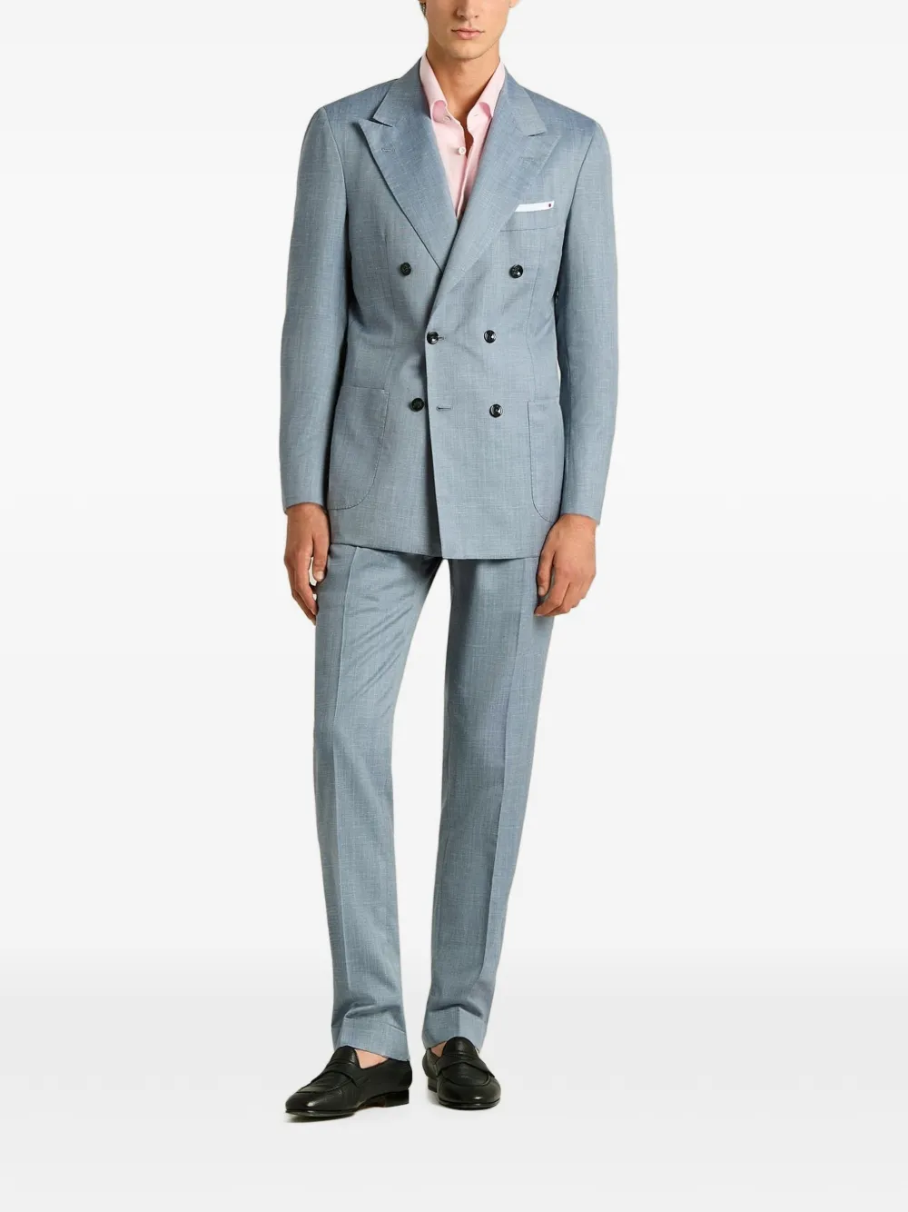 Kiton Pak met dubbele rij knopen Blauw