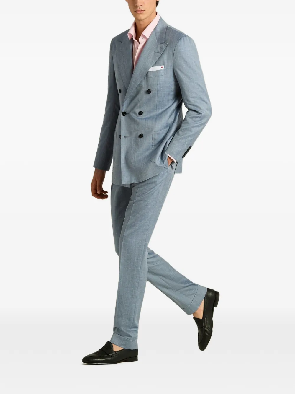 Kiton Pak met dubbele rij knopen Blauw