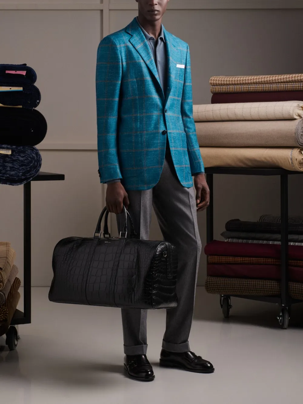 Kiton Geplooide broek met riemlussen Grijs