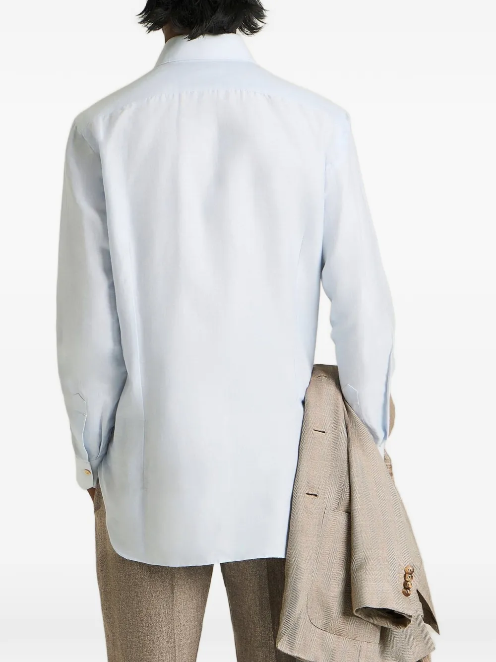 Kiton cotton-blend shirt Blauw