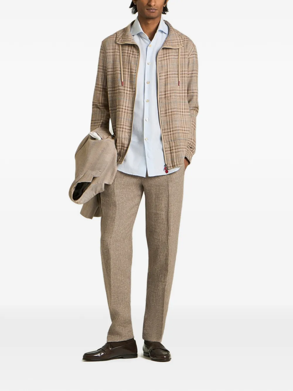 Kiton cotton-blend shirt Blauw