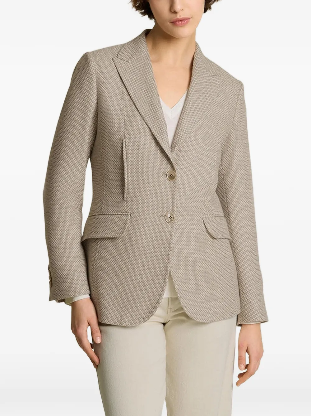 Kiton single-breasted long-sleeve blazer Beige