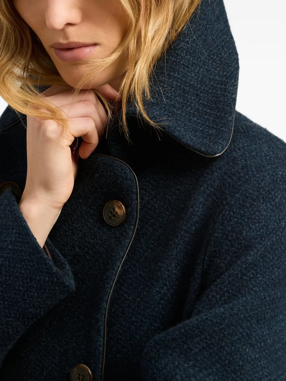 Kiton double-breasted cashmere peacoat Blauw
