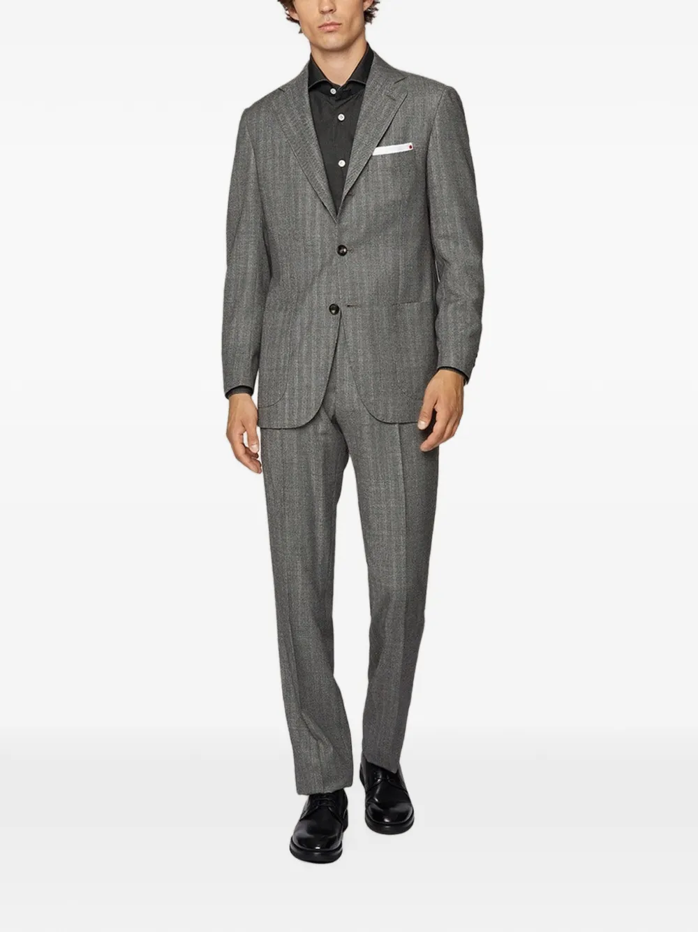 Kiton herringbone wool suit Grijs